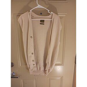 Evergreen Quality knitwear vintage 90s men's sweater vest tan beige large cotton